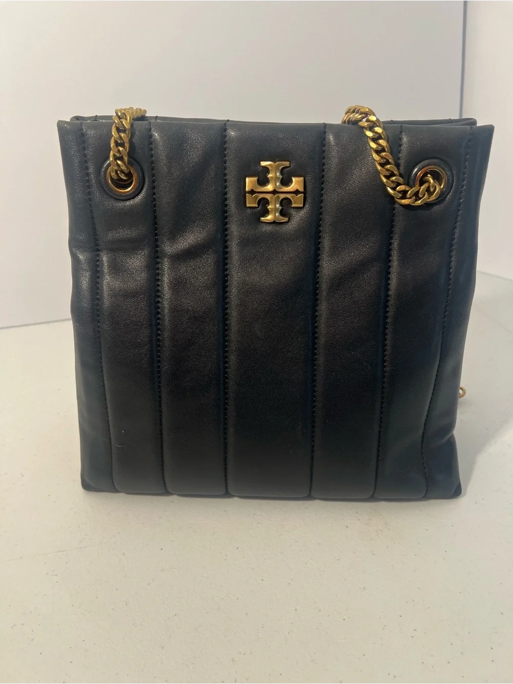 Tory Burch Black Quilted Leather Chain Shoulder Tote